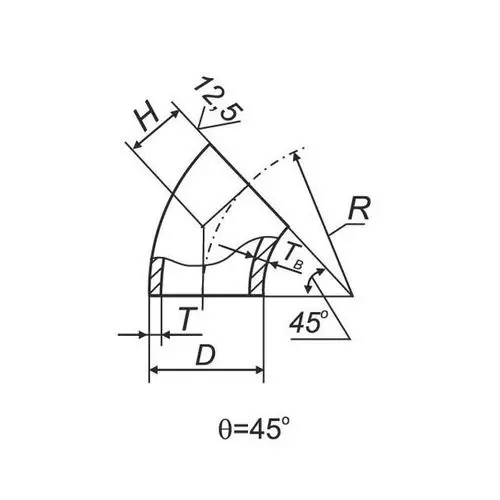Отводы 45 в ВУС 700x720x32 мм Сталь 3 ГОСТ 17375-2001